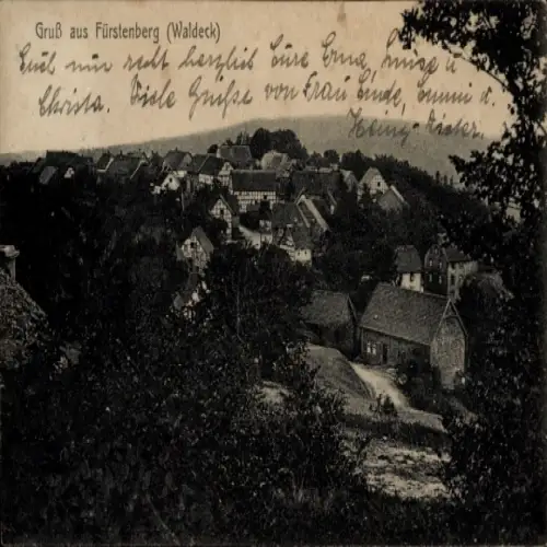Ak Fürstenberg Lichtenfels Waldeck Hessen, Gruß aus Fürstenberg, Stadtansicht, naturbelassene Umg