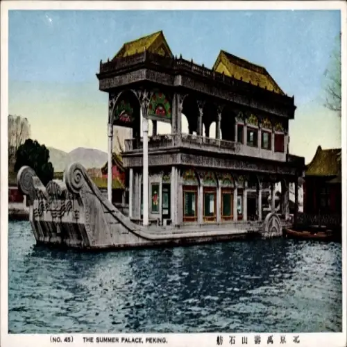 Ak Beijing Peking China, Sommerpalast, Boot, Wasser, Architektur, Landschaft