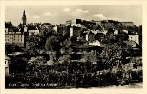 Ak Kłodzko Glatz Schlesien, Gesamtansicht, Festung