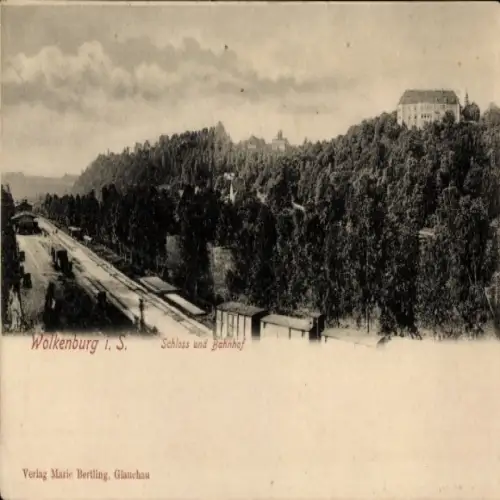 Ak Wolkenburg Kaufungen Limbach Oberfrohna Sachsen, Schloss, Bahnhof, Landschaft, Verlag Marie Be