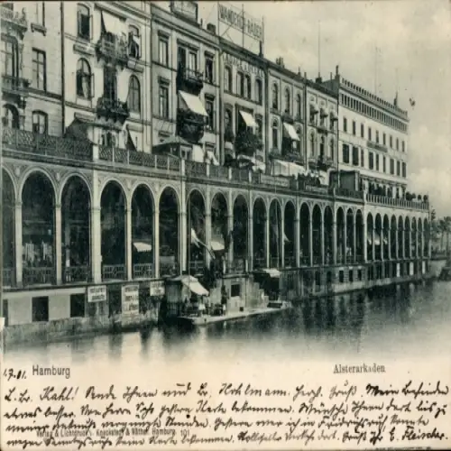 Ak Hamburg Mitte Altstadt, Alsterarkaden,  Gebäude, Wasseransicht, 