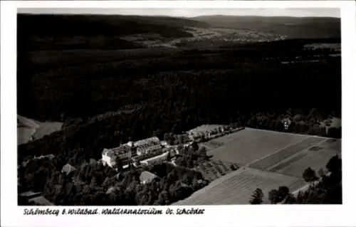 Ak Schömberg im Schwarzwald Württemberg, Luftaufnahme von  Waldsanatorium Dr. Schcodec, Waldlands