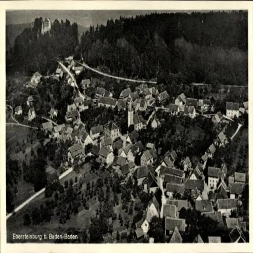 Ak Ebersteinburg Baden Baden am Schwarzwald, Fliegeraufnahme