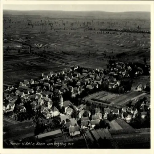 Ak Marlen Kehl am Rhein, Luftaufnahme von Marlen, idyllische Landschaft, viele Häuser, keine Pers