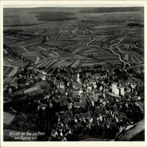Ak Willstätt in Baden, Luftaufnahme von Willstatt, das Dorf, landwirtschaftliche Flächen, 1938