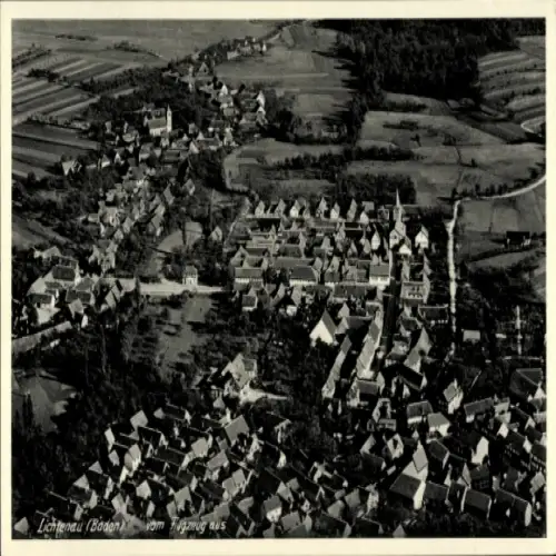Ak Lichtenau in Baden, Lichtenau (Baden) vom Flugzeug aus, Luftaufnahme, Landschaft, Häuser