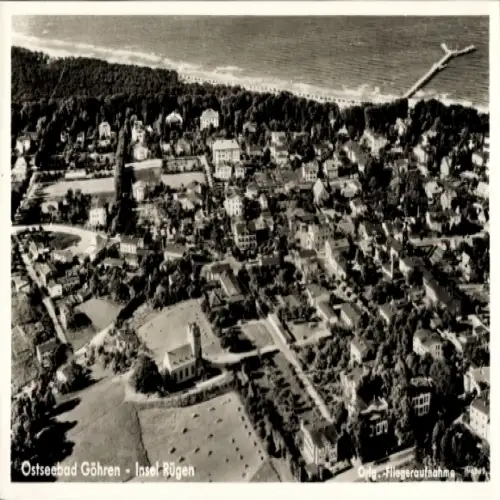 Ak Ostseebad Göhren auf Rügen, Luftaufnahme,  viele Häuser, Strände, Natur