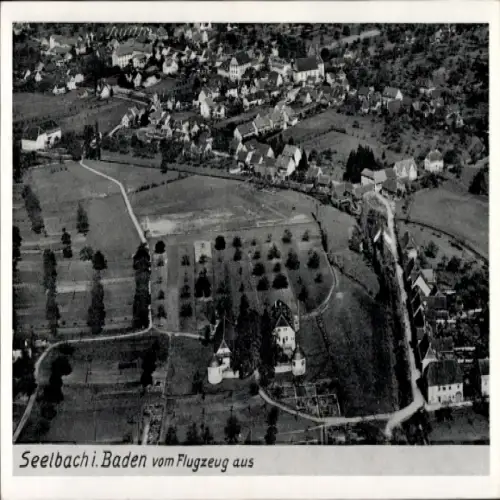 Ak Seelbach im Schwarzwald Baden, Luftaufnahme, Stadtansicht, Häuser, Grünflächen, keine Menschen