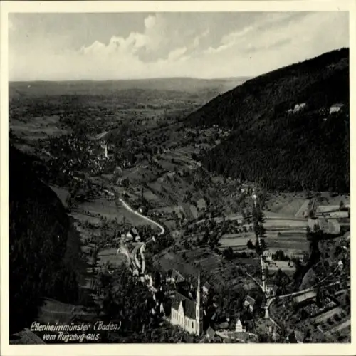 Ak Ettenheimmünster Ettenheim in Baden, Fliegeraufnahme, Kirche