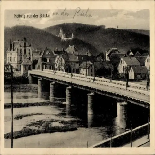 Ak Kettwig vor der Brücke Kettwig Essen im Ruhrgebiet, Teilansicht, Brücke