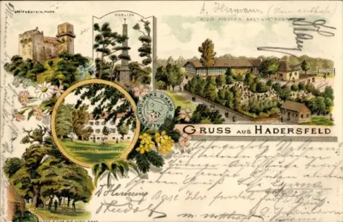 Litho Hadersfeld Niederösterreich, Ruine Greifenstein, Schloss