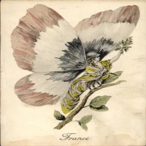 Ak Frankreich, Nationalallegorie, Schmetterling