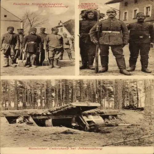 Ak Pisz Johannisburg Ostpreußen, Russischer Unterstand, Kriegsgefangene
