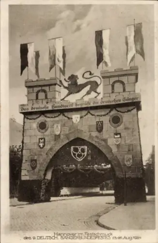 Ak Hannover, 9. Deutsches Sängerbundesfest 1924, Festschmuck, Stadtwappen