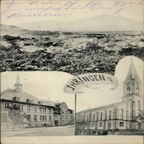 Ak Ihringen am Kaiserstuhl, Gesamtansicht, Kirche