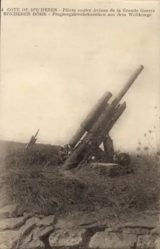 Ak Spicheren Spichern Moselle, Spicherer Höhen, Flugzeugwehrkanonen, I. WK