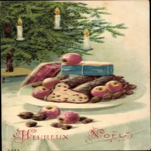 Präge Ak Glückwunsch Weihnachten, Tannenbaum, Gabenteller