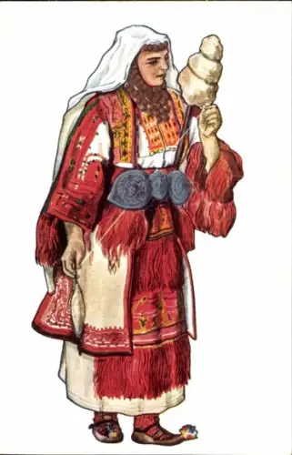 Ak Frau in serbischen Volkstrachten