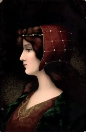 Ak Gemaltes Porträt einer jungen Frau