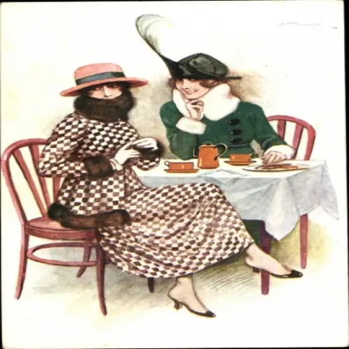 Künstler CPA Meunier, S., Parisiennes a la mode de 1918