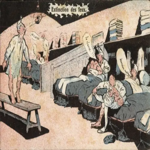 Künstler Ak Humour militaire, Extinction des feux
