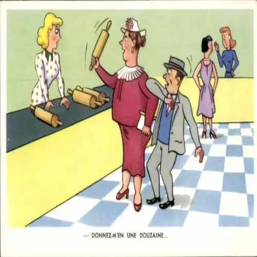 Künstler Ak Donnez-m'en une Douzaine, Humor