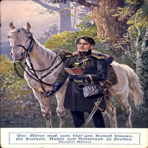 Künstler Ak Trache, R., Schriftsteller Theodor Körner, Dichter und Dramatiker, Langebrück