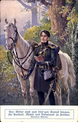 Künstler Ak Trache, R., Schriftsteller Theodor Körner, Dichter und Dramatiker, Langebrück