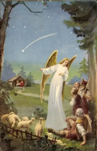 Ak Engel weißt den Weg zum Jesuskind