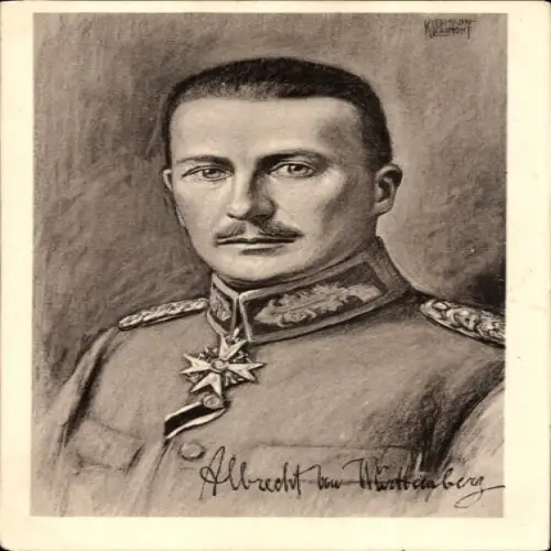 Künstler Ak Albrecht Herzog vom Württemberg, Portrait, Uniform, Orden