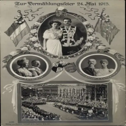 Ak Herzog Ernst August von Braunschweig, Prinzessin Victoria Luise von Preußen, Vermählung 1913