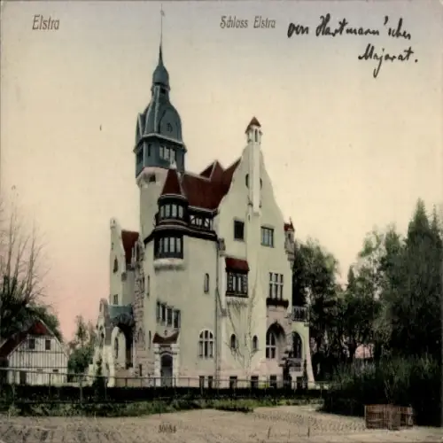 Ak Elstra in der Oberlausitz Sachsen, Schloss  historische Architektur, bunt koloriert, herzog...