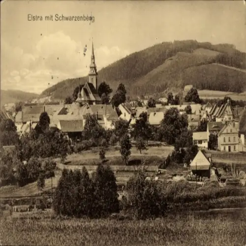 Ak Elstra in der Oberlausitz Sachsen, Gesamtansicht, Schwarzenberg