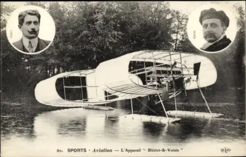 Ak Sports, Aviation, L'Appareil Blériot & Voisin, Wasserflugzeug