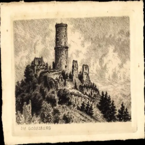 Künstler Ak Bad Godesberg Bonn am Rhein, Die Godesburg