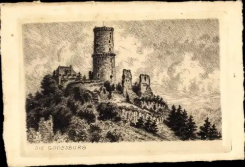 Künstler Ak Bad Godesberg Bonn am Rhein, Die Godesburg