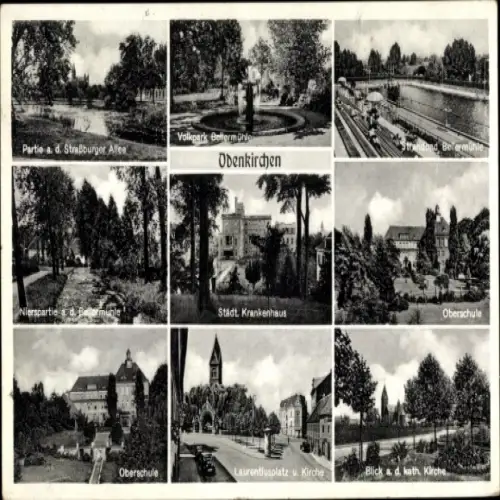 Ak Odenkirchen Mönchengladbach am Niederrhein, Vorderansicht der Straßburger Allee, Volkpark, Str
