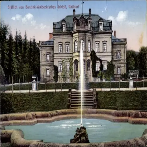 Ak Gaildorf am Kocher Württemberg, Schloss, Brunnen, Garten,  Architektur