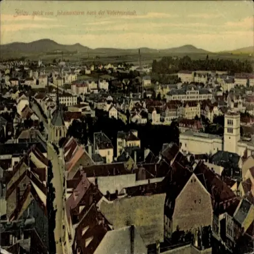 Ak Zittau in Sachsen, Blick vom Johannisturm nach der Webervorstadt