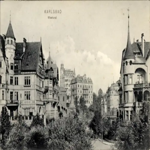 Ak Karlovy Vary Karlsbad Stadt, Westend, Teilansicht mit Hotels