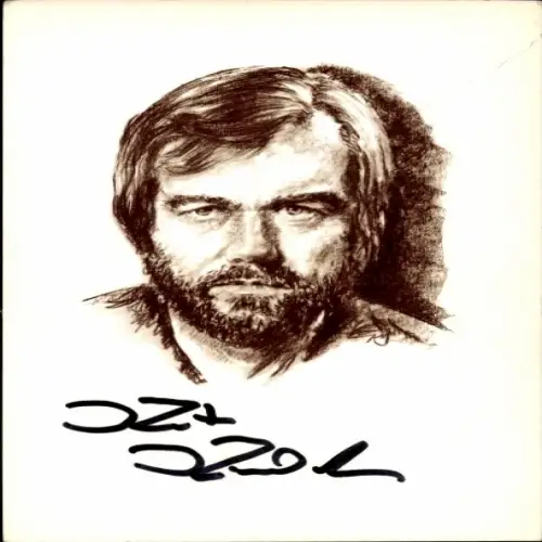 Autogrammkarte Sänger Knut Kiesewetter, gezeichnetes Portrait, Autogramm