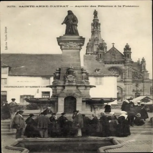 Ak Sainte Anne d'Auray Morbihan, Arrive des Pelerins a la Fontaine