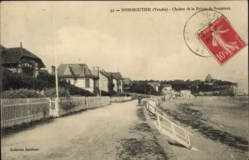 Ak Île de Noirmoutier Vendée, Chalets an der Pointe de Souzeaux, Meerblick, Pazifische Küste