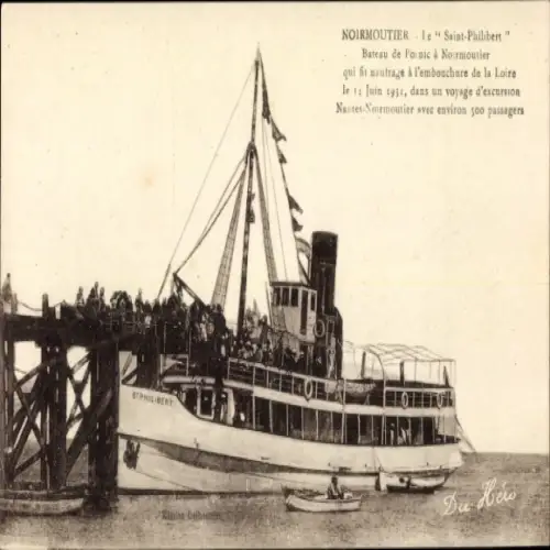 Ak Île de Noirmoutier Vendée, Schiff Le Saint-Philibert, Naufragiert, Bateau de Poinic, 500 Passa