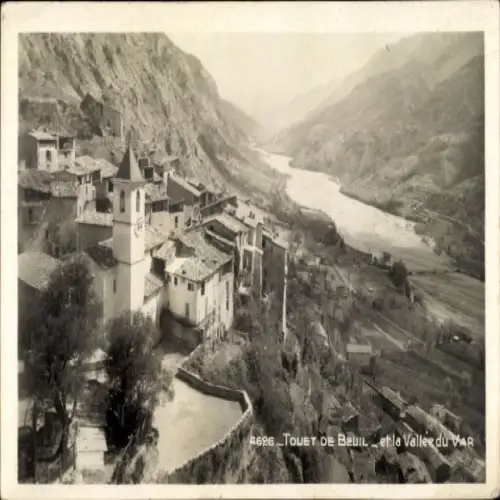 Ak Touet de Beuil Alpes Maritimes, Dorfansicht, Fluss Var, Gebirgslandschaft, 