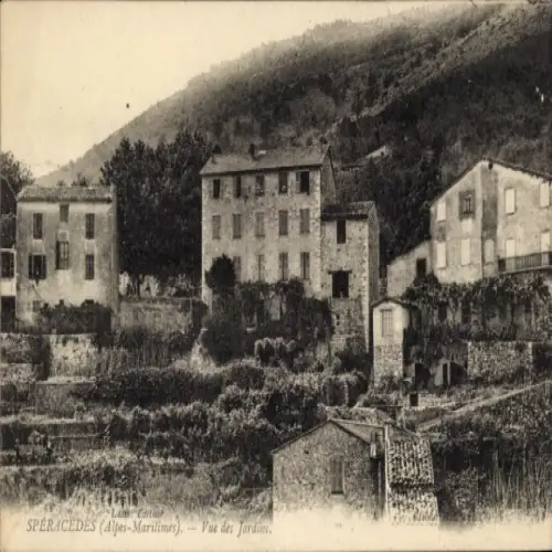 Ak Speracedes Alpes Maritimes, Gärten, Häuser