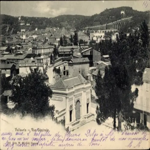 Ak Vallauris Alpes Maritimes,  allgemeine Sicht, Stadtansicht, Hügel, Bäume