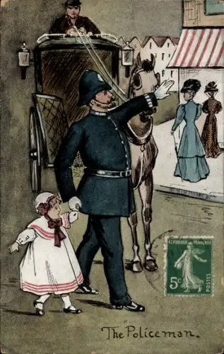 Ak Polizei hilft einem Mädchen, die Straße zu überqueren