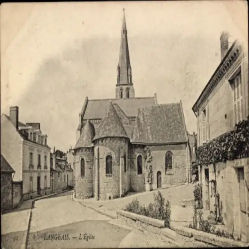 Ak Langeais Indre et Loire, Kirche,  Architektur, Straßenszene, keine Personen