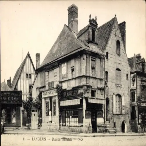 Ak Langeais Indre et Loire, Hausansicht, Patisserie Rabelais, Maison Rabelais